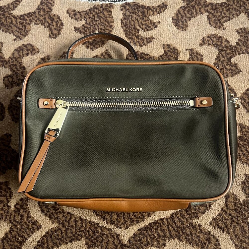MICHAEL KORS Olive Green Nylon Polly Crossbody Bag